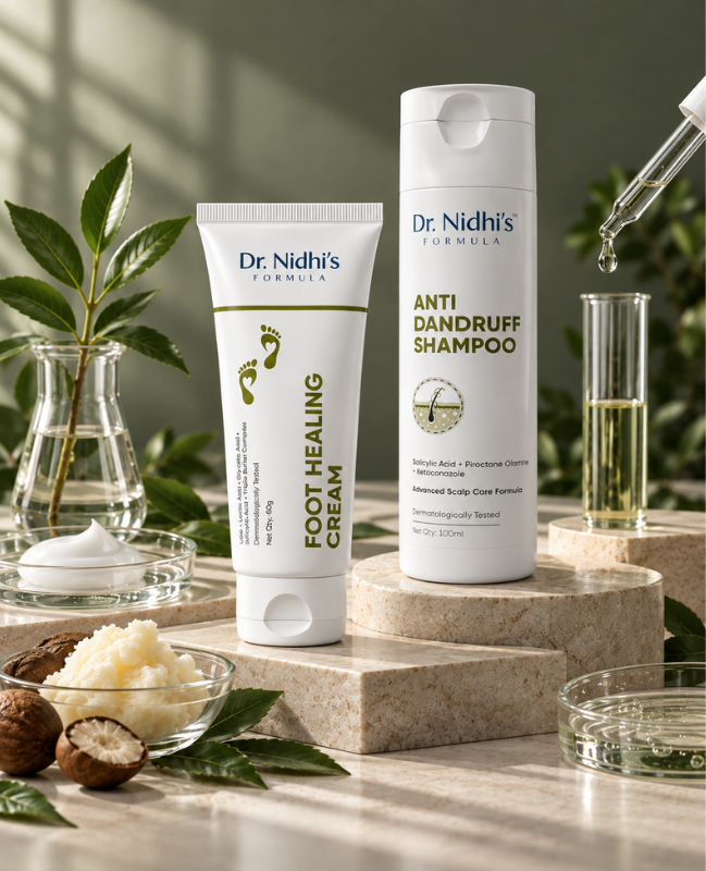 Dr.Nidhi's Formula Foot Cream and Anti-Dandruff Shampoo Combopack